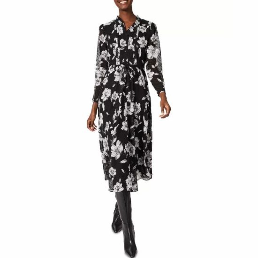 Dress * | Best Reviews Of Hobbs London Orla Floral Print Dress Black Ivory