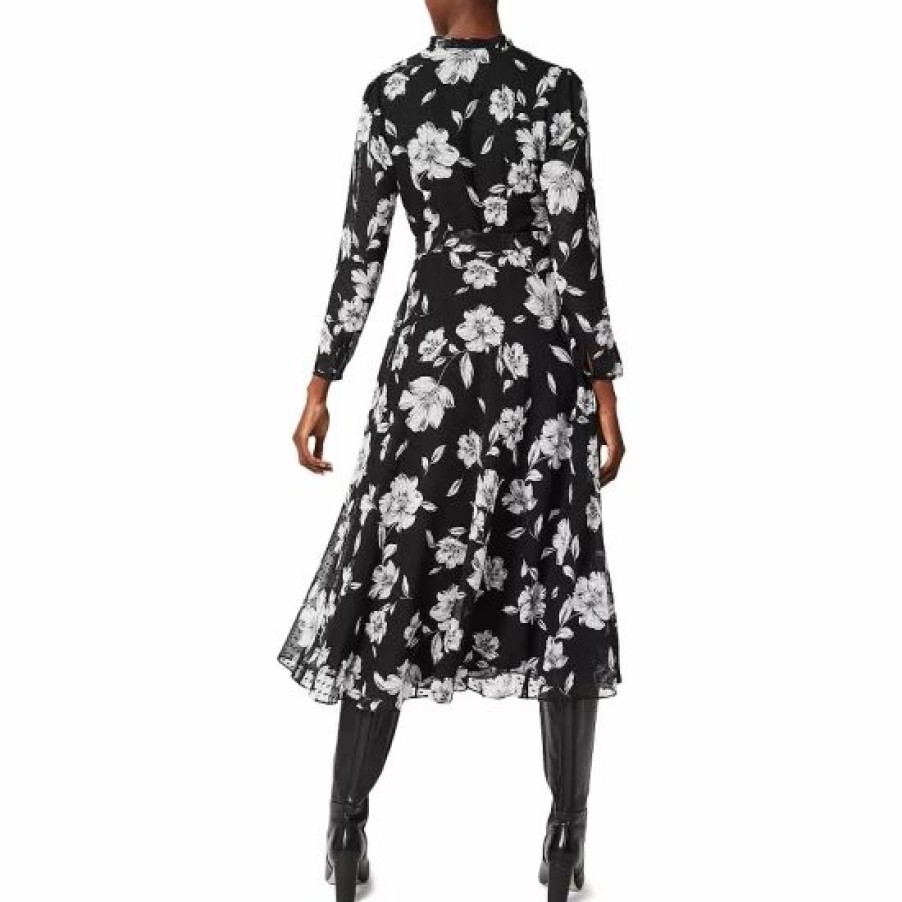 Dress * | Best Reviews Of Hobbs London Orla Floral Print Dress Black Ivory