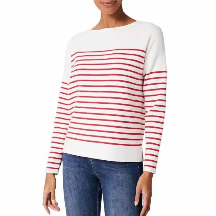 Sweater * | Promo Hobbs London Petra Striped Sweater Ivory Red