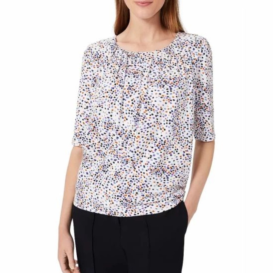 Top * | Cheapest Hobbs London Viola Printed Top Ivory Blue