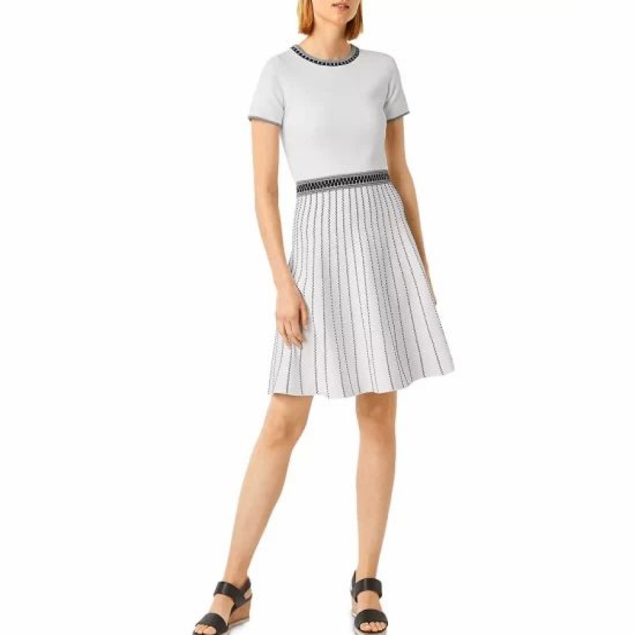 Dress * | Discount Hobbs London Millie Striped Skirt Dress Ivory Black