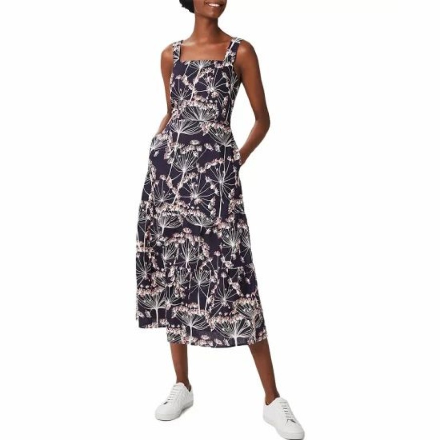 Dress * | Flash Sale Hobbs London Lynley Floral Print Tiered Dress Navy Multi