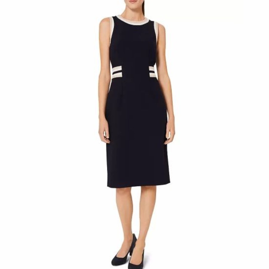 Dress * | Outlet Hobbs London Ebony Sheath Dress Navy/Camel