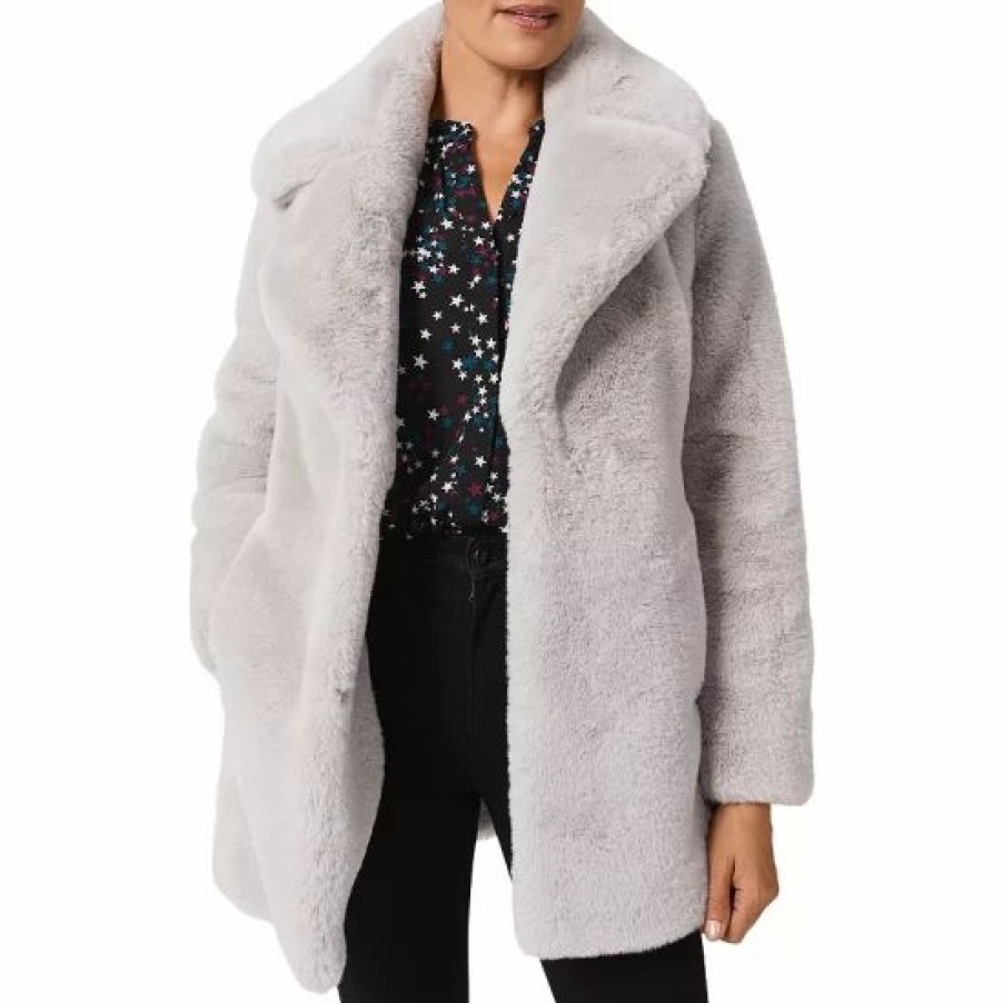 Coat * | Flash Sale Hobbs London Bethany Faux Fur Coat Silver Green