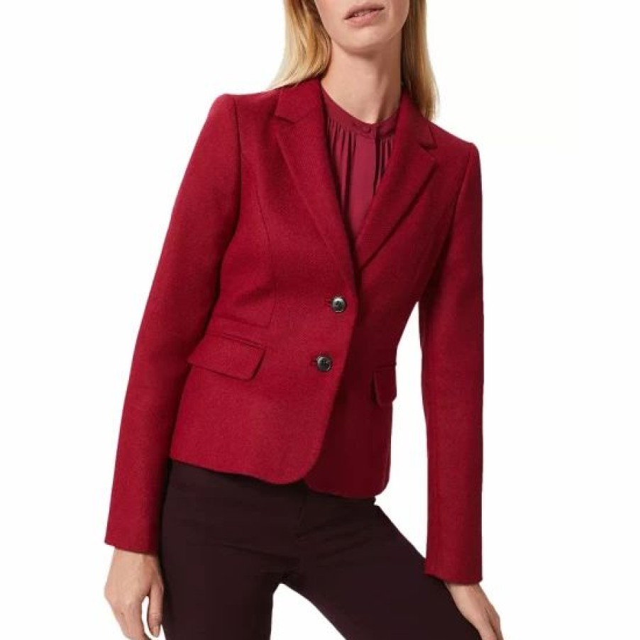 Jacket * | Top 10 Hobbs London Hackness Tweed Single Breasted Jacket Raspberry