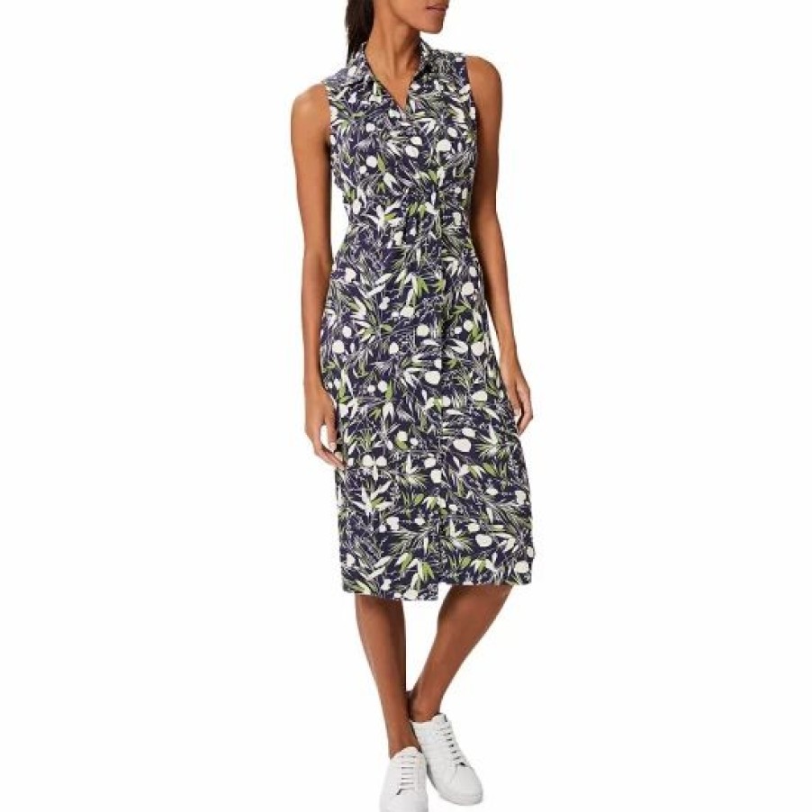 Dress * | Cheapest Hobbs London Nadia Fold Front Dress Navy Multi