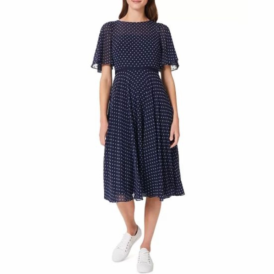 Dress * | Coupon Hobbs London Eleanor Short Sleeve Dress Midnight Blue