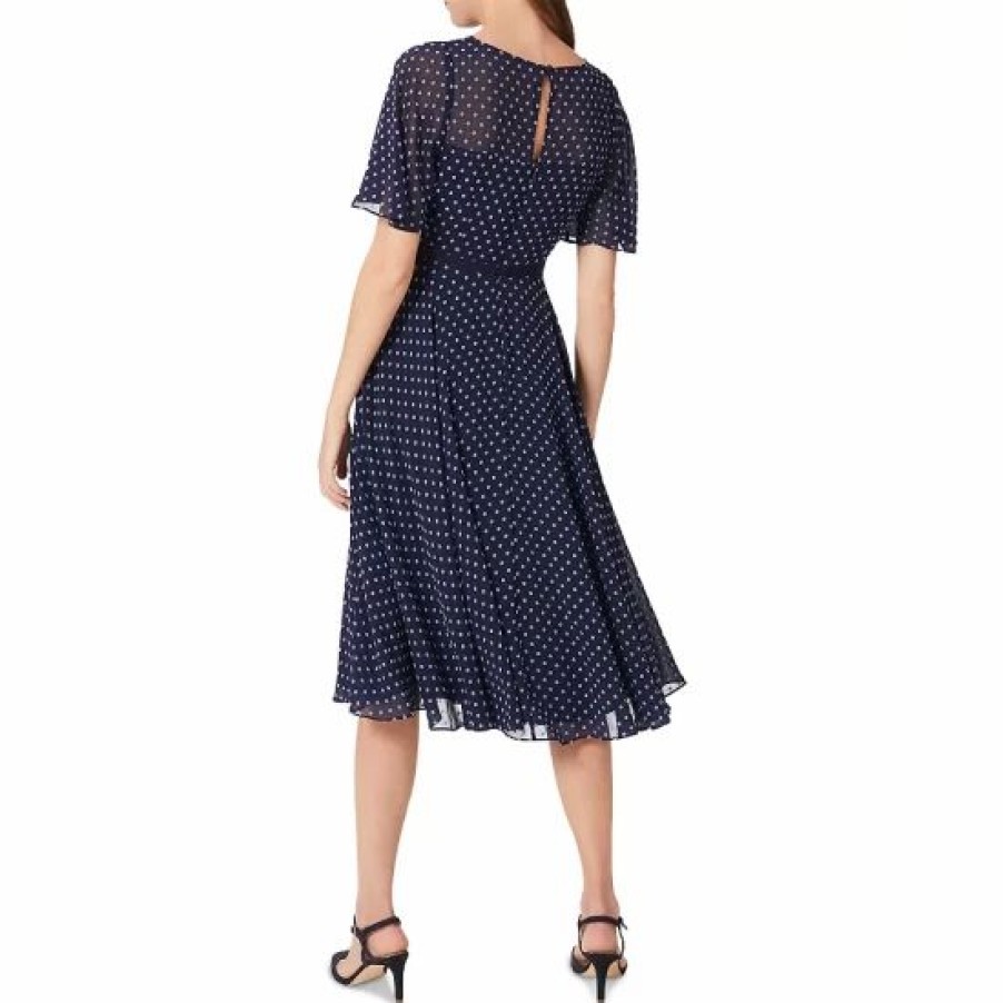 Dress * | Coupon Hobbs London Eleanor Short Sleeve Dress Midnight Blue