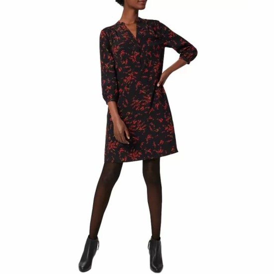 Dress * | Hot Sale Hobbs London Katarina Printed Tunic Dress Black Multi