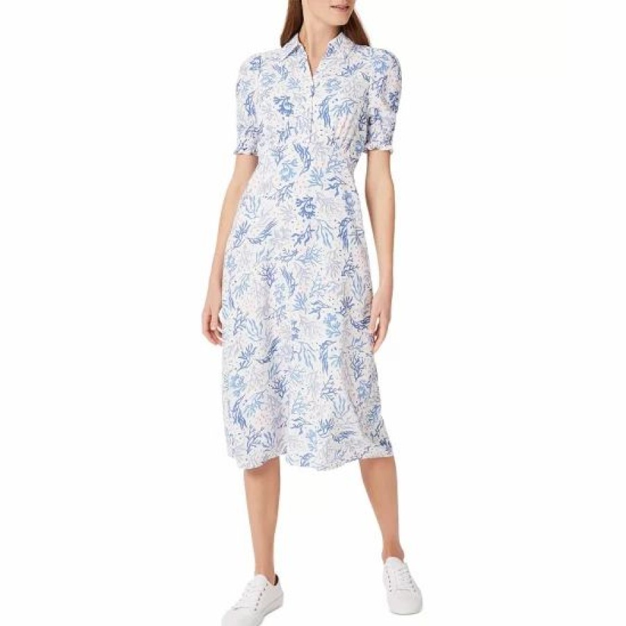 Dress * | Best Sale Hobbs London Elora Printed Shirt Dress Ivory Multi