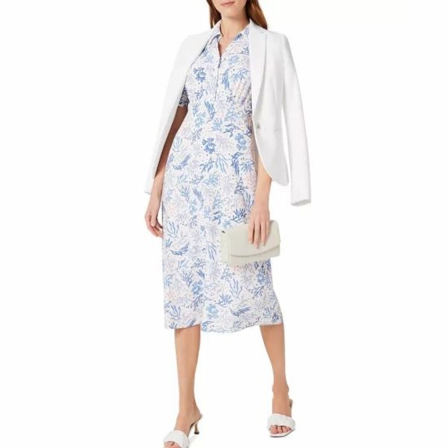 Dress * | Best Sale Hobbs London Elora Printed Shirt Dress Ivory Multi