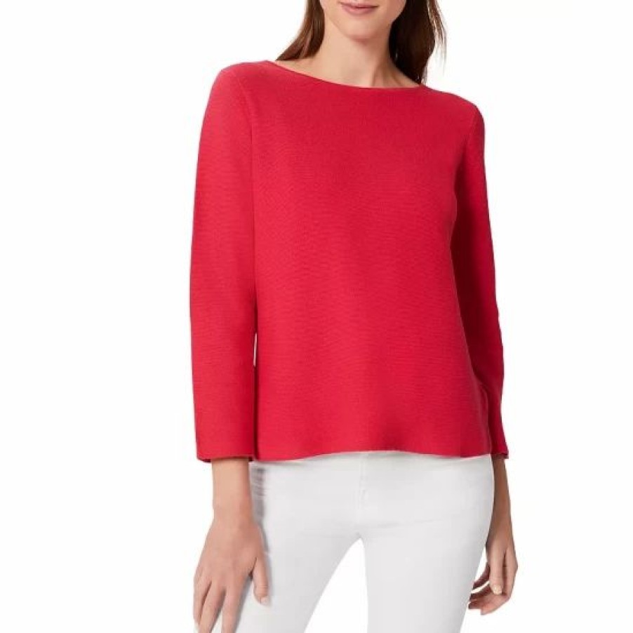 Sweater * | Best Deal Hobbs London Beatrice Boat Neck Cotton Sweater Magenta Pink