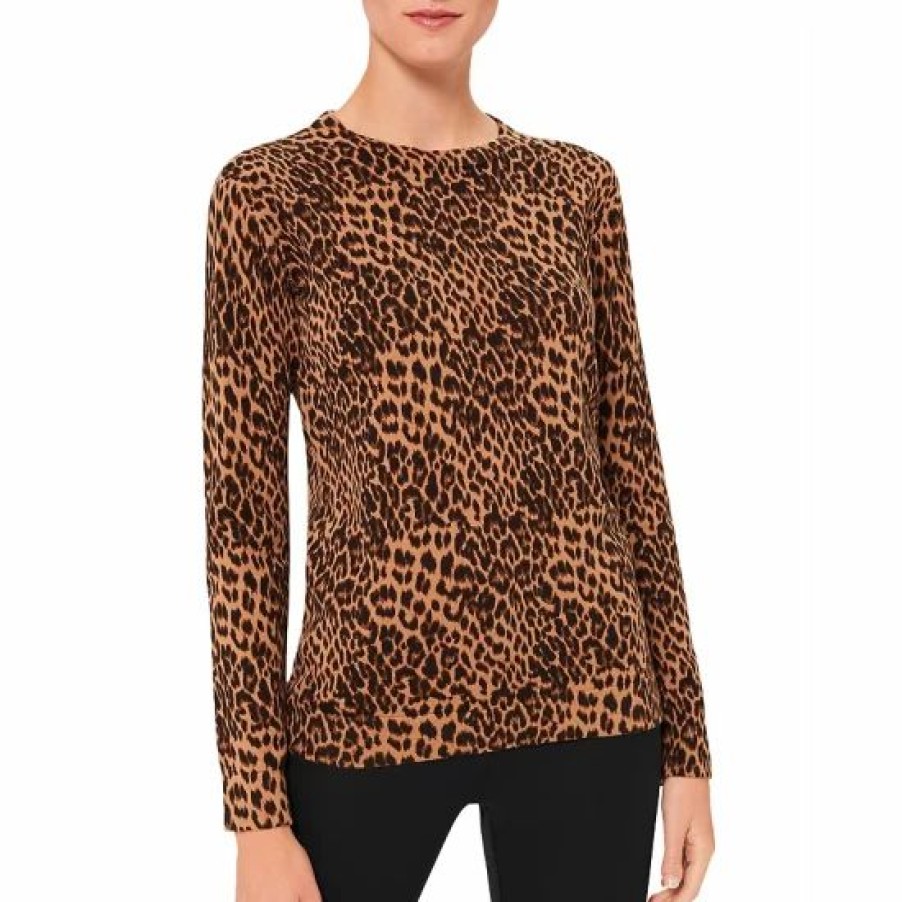 Sweater * | Flash Sale Hobbs London Pamela Leopard Print Sweater Camel/Black