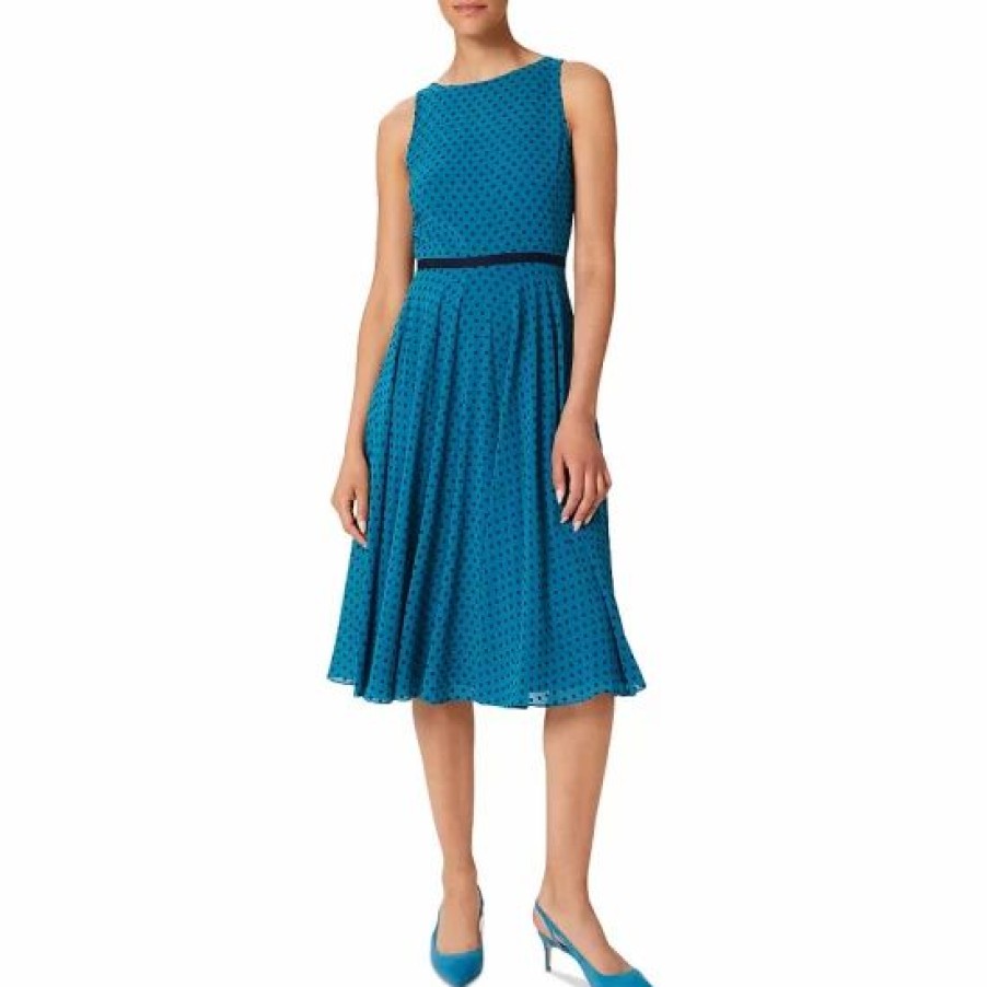 Dress * | Top 10 Hobbs London Della Dress Jade Blue