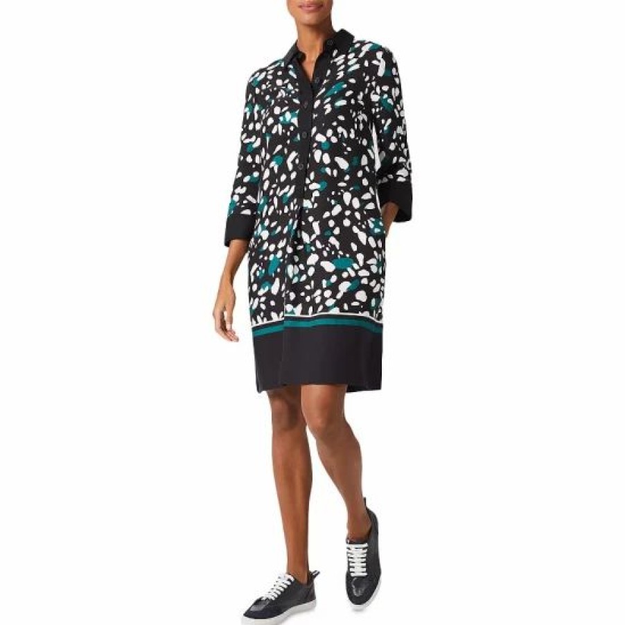 Dress * | Top 10 Hobbs London Marci Printed Tunic Dress Black Multi