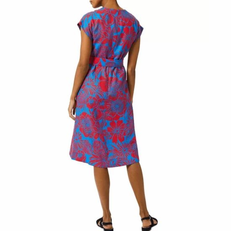 Dress * | New Hobbs London Etty Floral Print Dress Red Azure