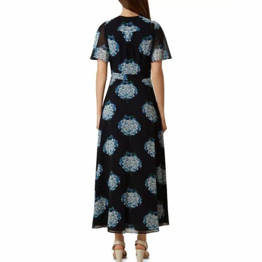 Dress * | Best Deal Hobbs London Hydrangea Maxi Wrap Dress Midnight Multi