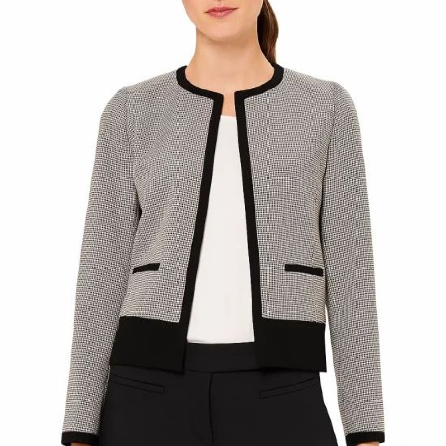 Jacket * | Flash Sale Hobbs London Sienna Printed Houndstooth Jacket Ivory Black