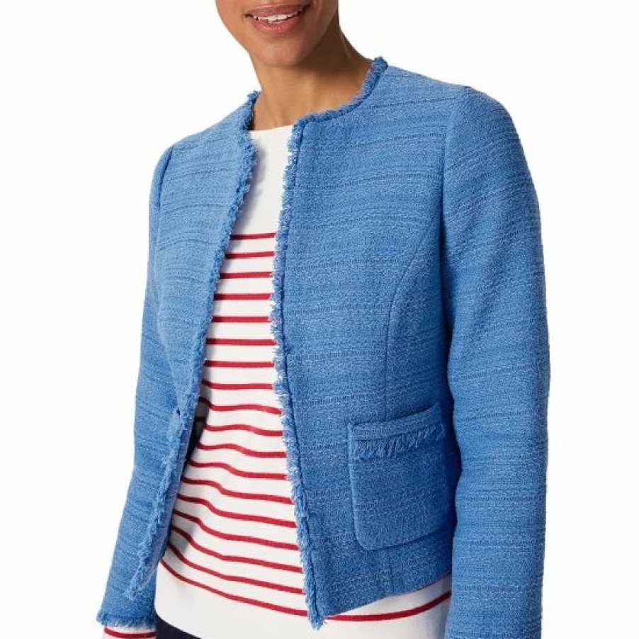 Jacket * | Top 10 Hobbs London Kathleen Tweed Jacket Pale Blue